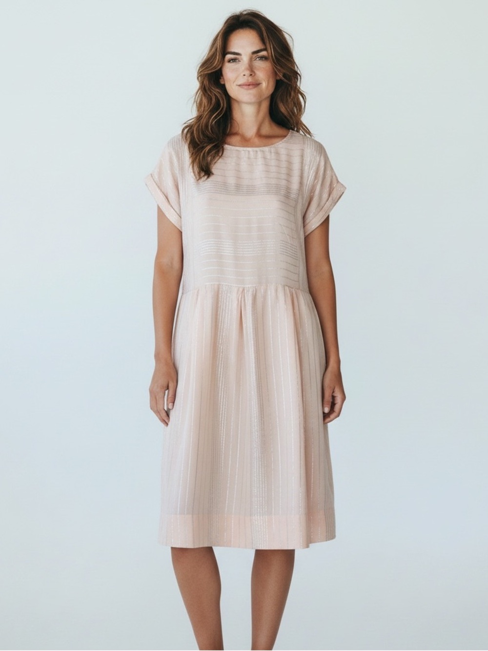 Peyton & Parker summer dress in a metallic striped peach sz.S